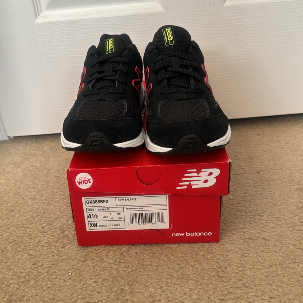 New Balance Kids Black and Red Athletic Sneakers - Picture 2 of 4